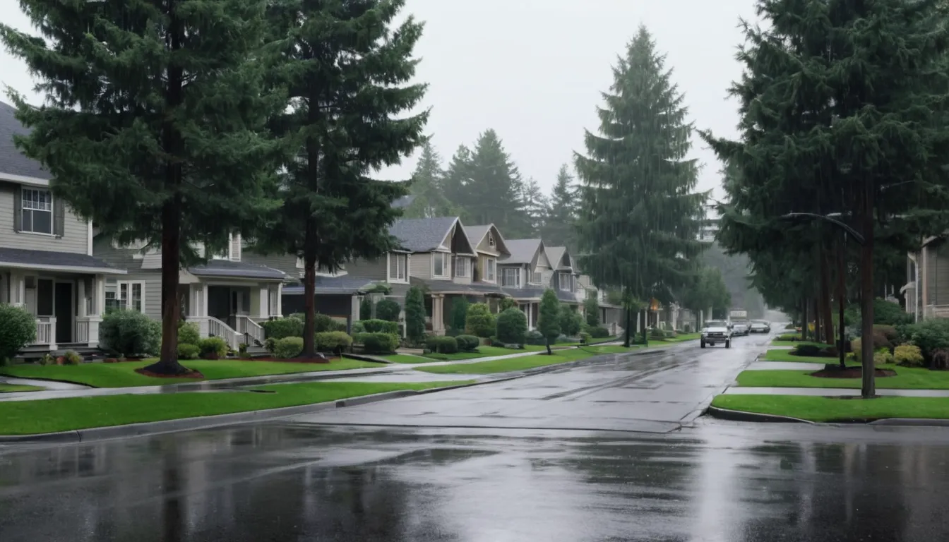 A neighborhood street with tall trees and homes in Covington
